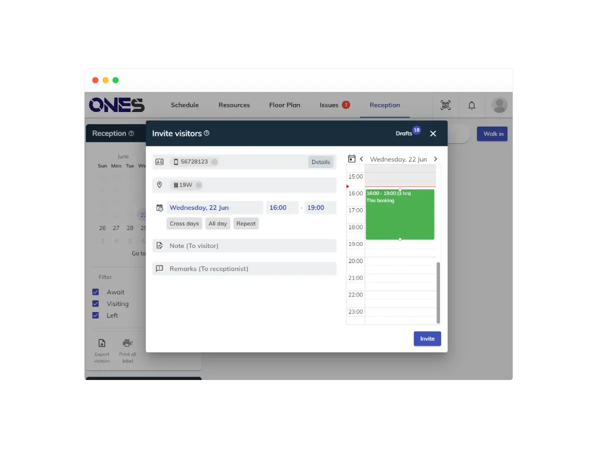 Receptionist console